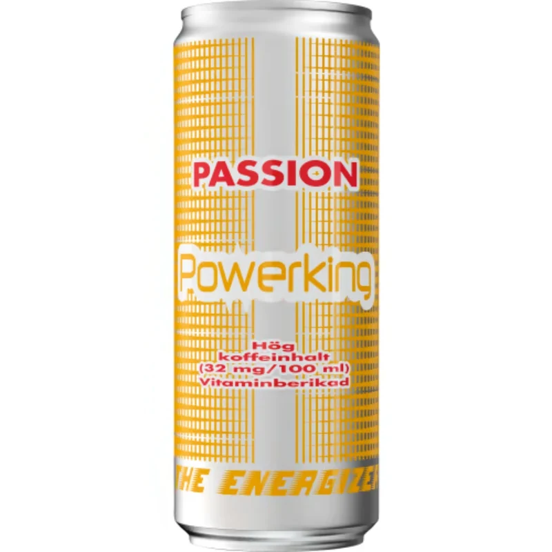 Powerking Passion Energidryck Burk - Energy Drink with Passion Fruit Flavor 25cl