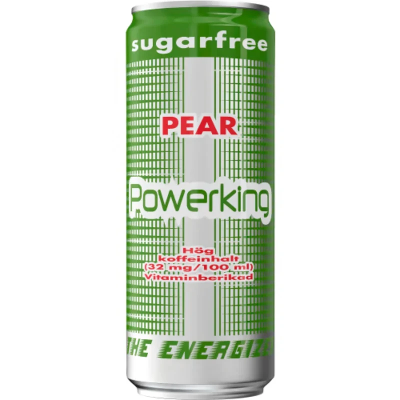 Powerking Päron Sockerfri Energidryck Burk - Sugar-Free Energy Drink with Pear Flavor 25cl