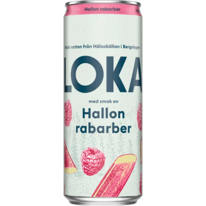 Loka Hallon Rabarber Kolsyrat Vatten Burk - Raspberry Rhubarb Sparkling Water 33cl