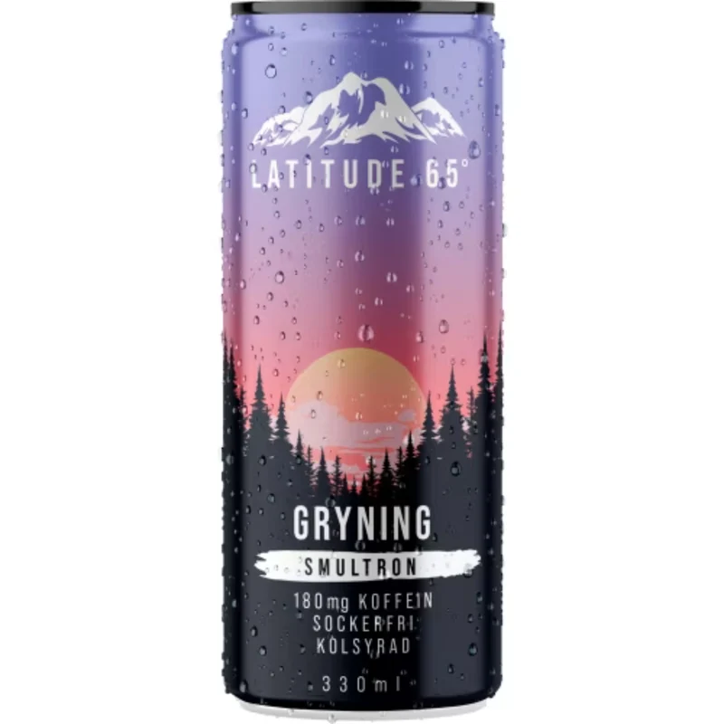 Latitude 65 Gryning Smultron Energidryck Burk - Wild Strawberry Energy Drink 33cl