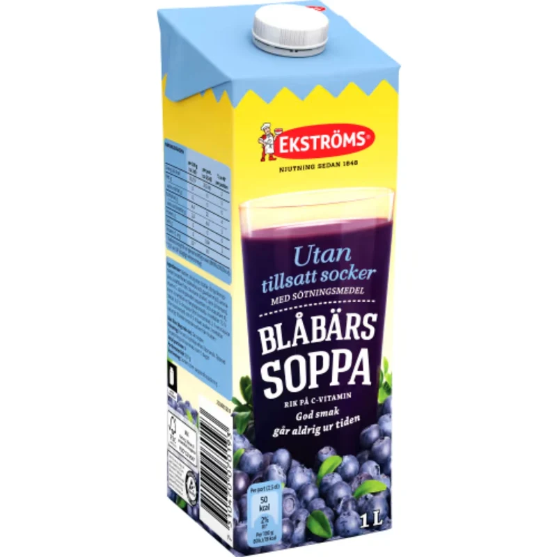 Ekströms Blåbärssoppa Utan Tillsatt Socker - Blueberry Fruit Soup 1L