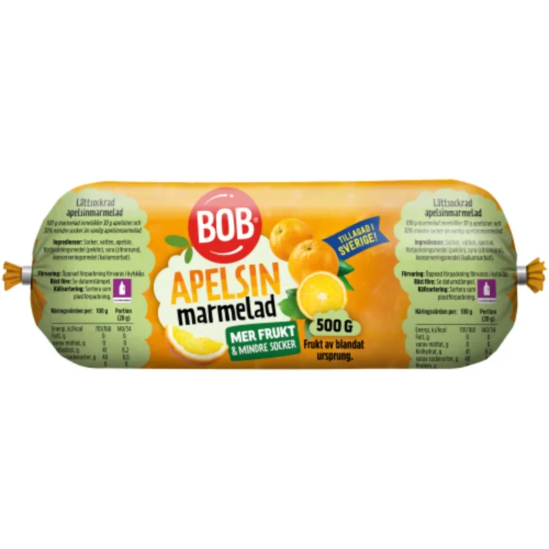 Bob Apelsin Marmelad Lättsockrad Refill - Orange Marmalade – Less Sugar, More Fruit 500g