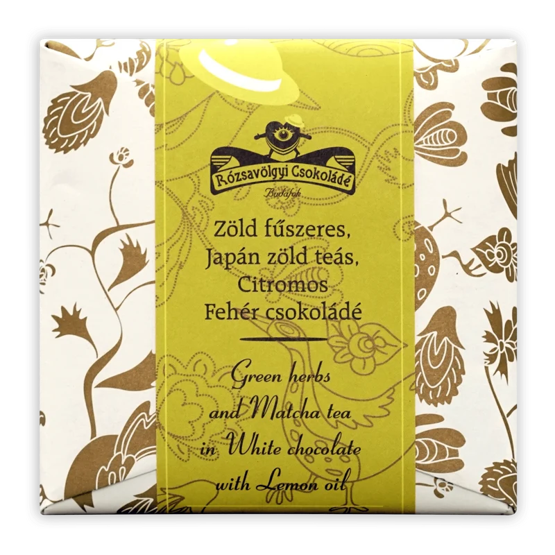 Rózsavölgyi Csokoládé White Chocolate w/ Spices, Lemon Oil and Matcha