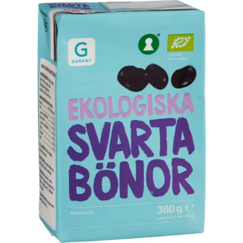 Garant Eko Svarta Bönor Ekologiska Naturella - Organic Plain Black Beans 380g