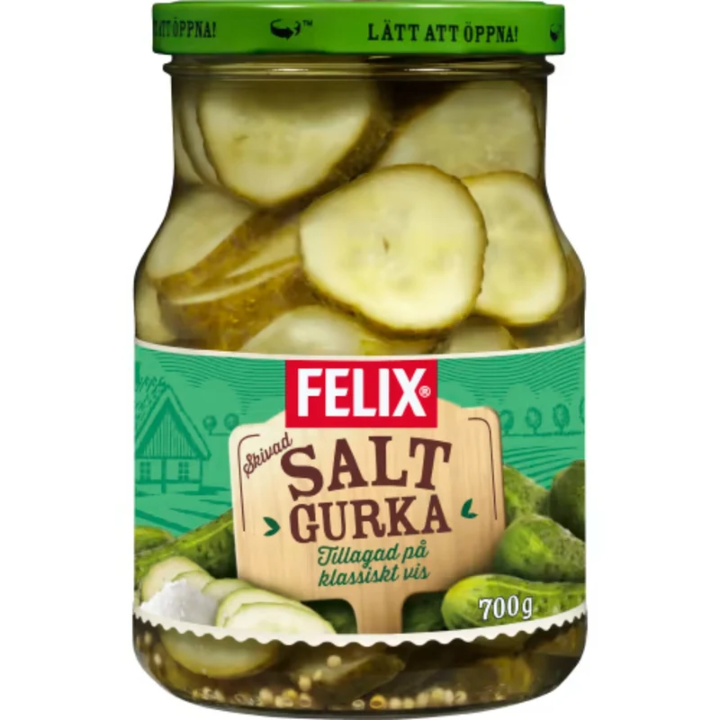 Felix Saltgurka Skivad - Sliced Salted Pickles 700g