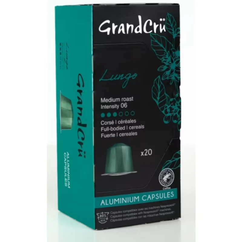 Grand Cru Lungo Medium Roast Aluminium Capsules - Medium Roast Coffee Capsules 20p