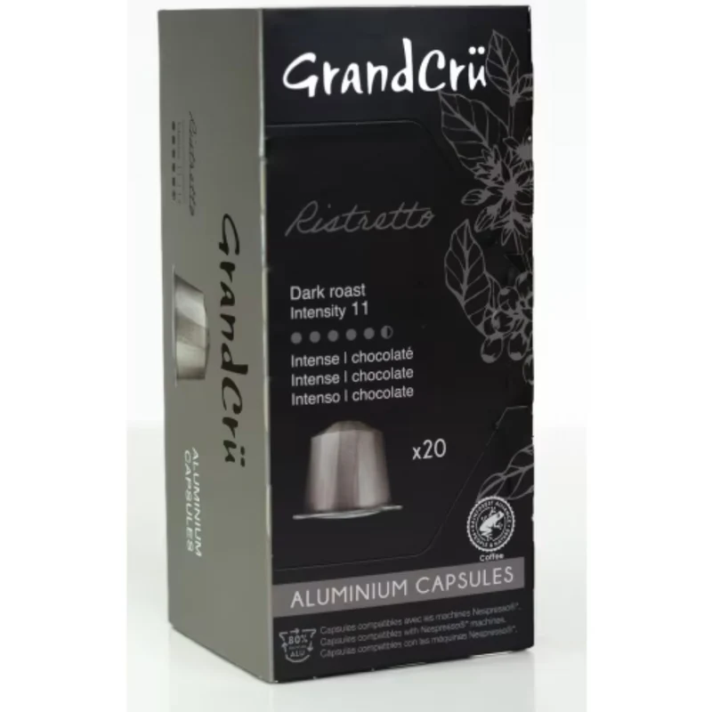 Grand Cru Ristretto Dark Roast Aluminium Capsules - Dark Roast Coffee Capsules 20p