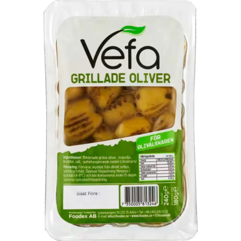 Vefa Gröna Oliver Grillade - Grilled Green Olives 180g