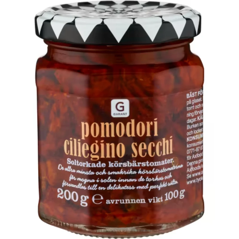 Garant Pomodori Ciliegino Secchi Solt Körsbärstomat - Sun-Dried Cherry Tomatoes 200g