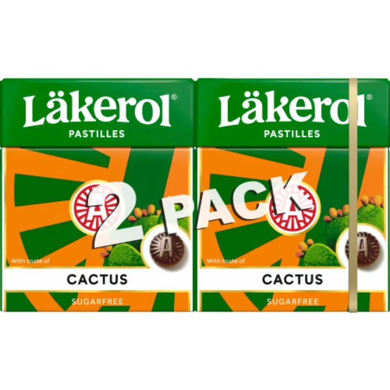 Läkerol Cactus 2-pack – Sugar-Free Cactus and Licorice-Flavored Pastilles 2p/50g