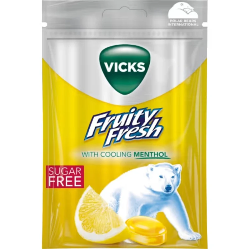 Vicks Lemon Mentol Sockerfri Halstablett - Sugar-Free Lemon and Menthol-Flavored Lozenges 72g