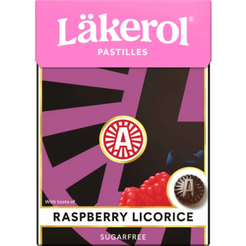 Läkerol Raspberry Licorice - Sugar-Free Raspberry and Licorice-Flavored Pastilles 75g