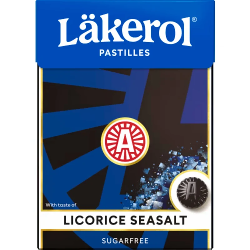 Läkerol Licorice Seasalt - Sugar-Free Licorice and Sea Salt-Flavored Pastilles 75g