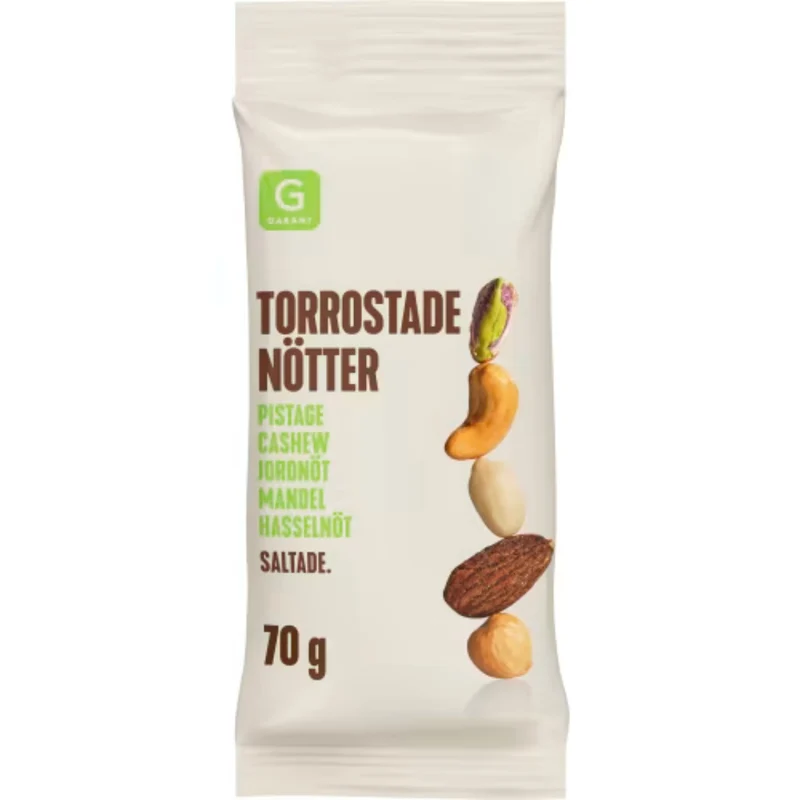 Garant Nötmix Rostaed Pistade Saltade - Saltchio, Cashew, Peanut, Almond, and Hazelnut 70g