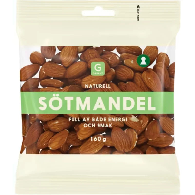 Garant Sötmandel Naturell - Natural Sweet Almonds 160g