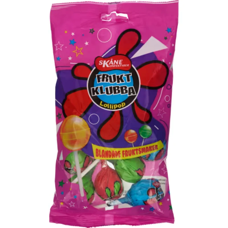 Skånekonfektyr Fruktklubbor - Fruit-flavored Lollipops 144g