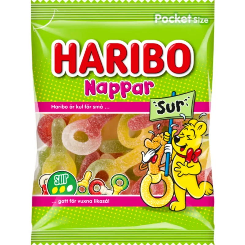 Haribo Sura Nappar – Sour Gummy Pacifiers 80g