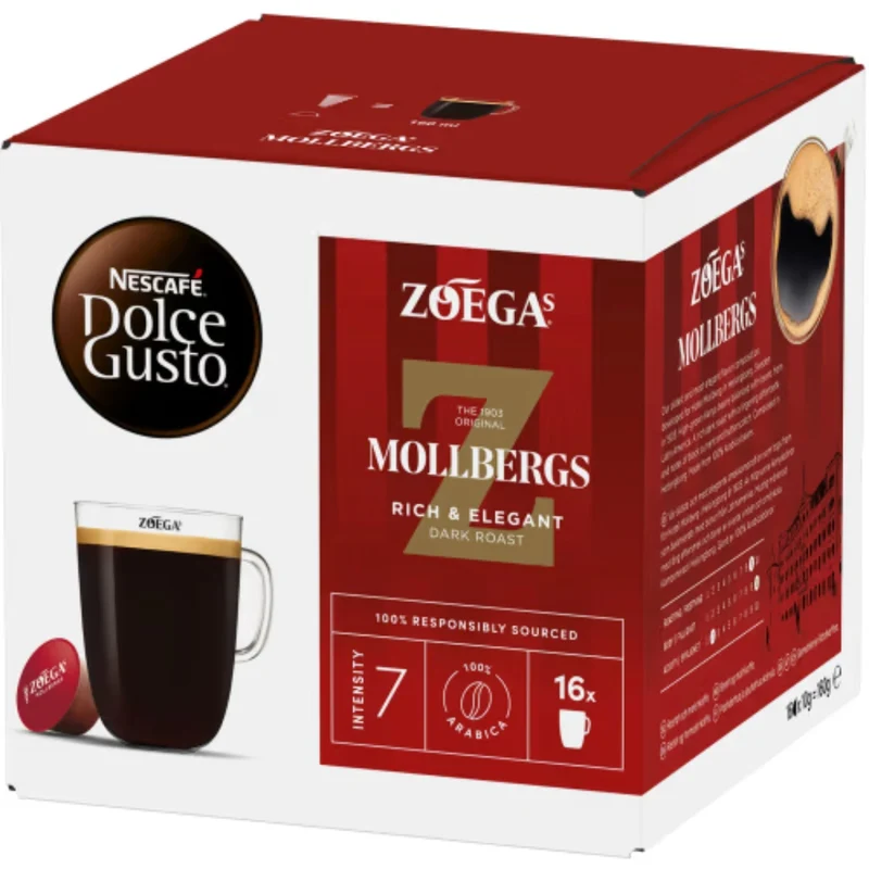 Dolce Gusto Mollbergs Zoegas Kaffekapslar - Dark Roasted with notes of Blackcurrant and Caramel 16p