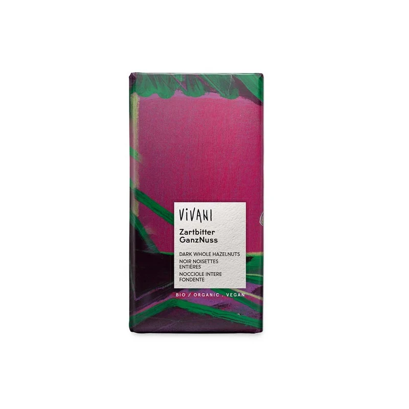 Mörk Vegansk Choklad Hel Hasselnöt, 100 g Eko