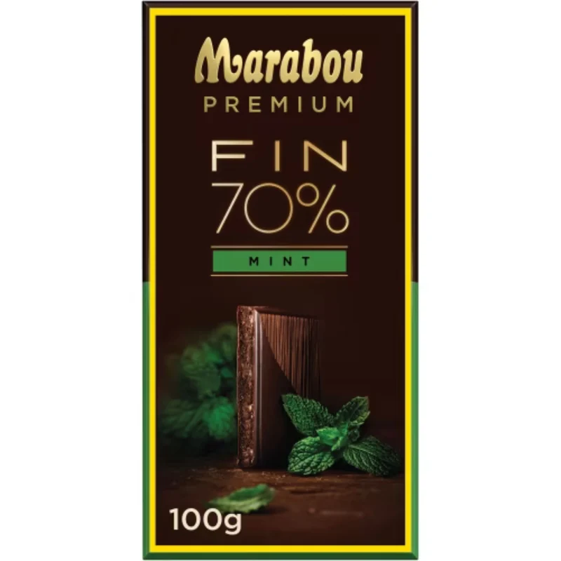 Marabou Fin 70% Premium Mint - Premium Chocolate bar with Mint 100g