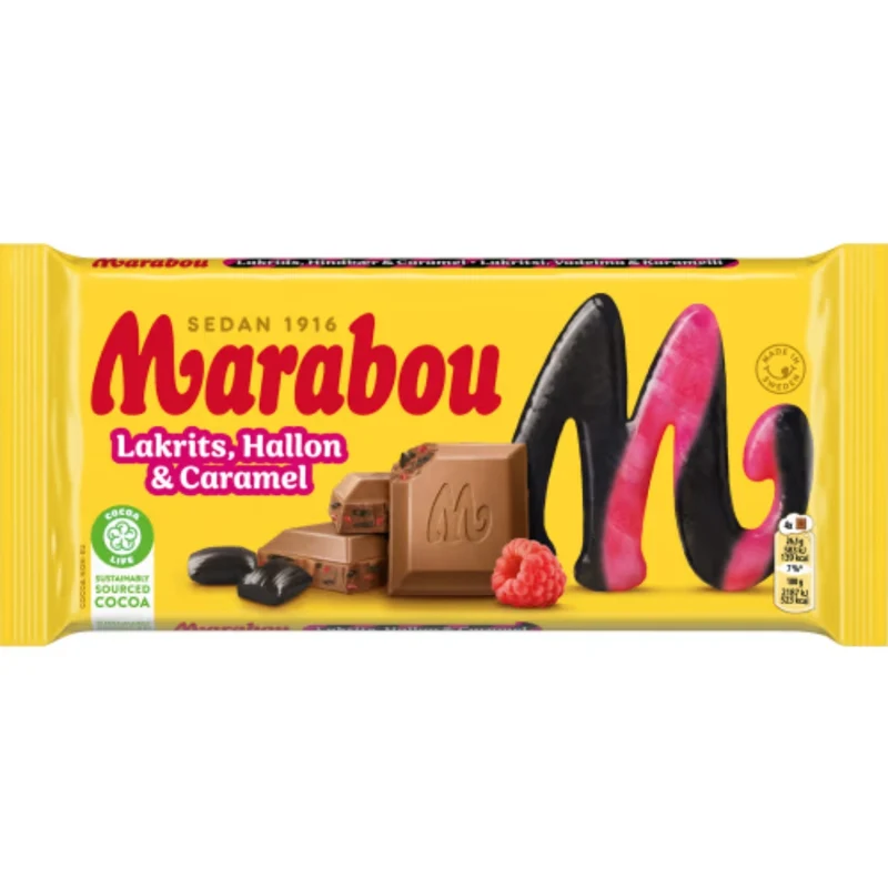Marabou Hallon Lakrits Caramel - Liquorice Raspberry & Caramel bar 160g