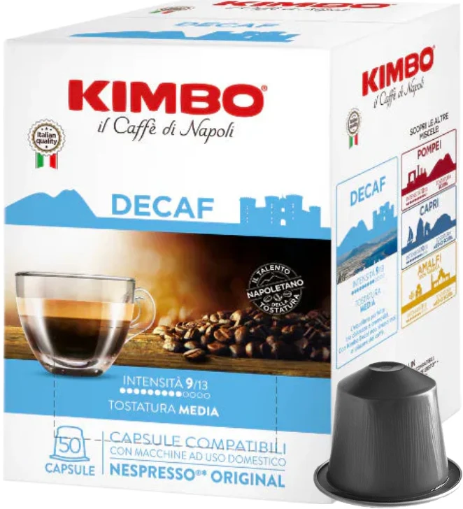 Kimbo Nespresso®*-kompatibla koffeinfria kapslar