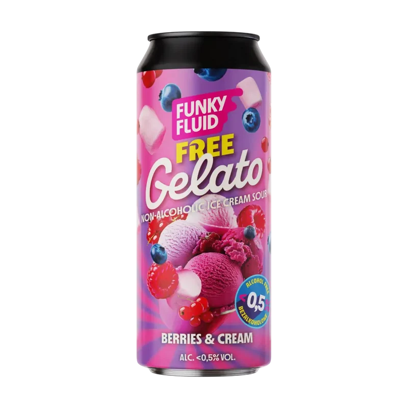 Bière Funky Fluid Free Gelato Berries & Cream sans alcool 0,5%