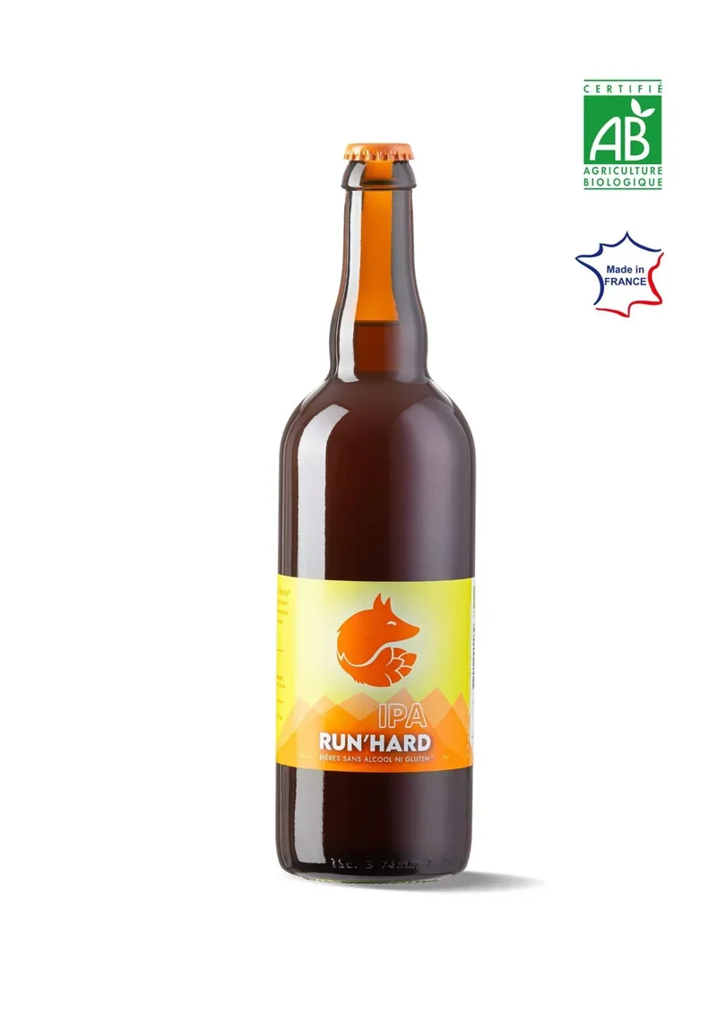 Bière IPA RUN'HARD sans alcool ni gluten 0,4% - 75 cl