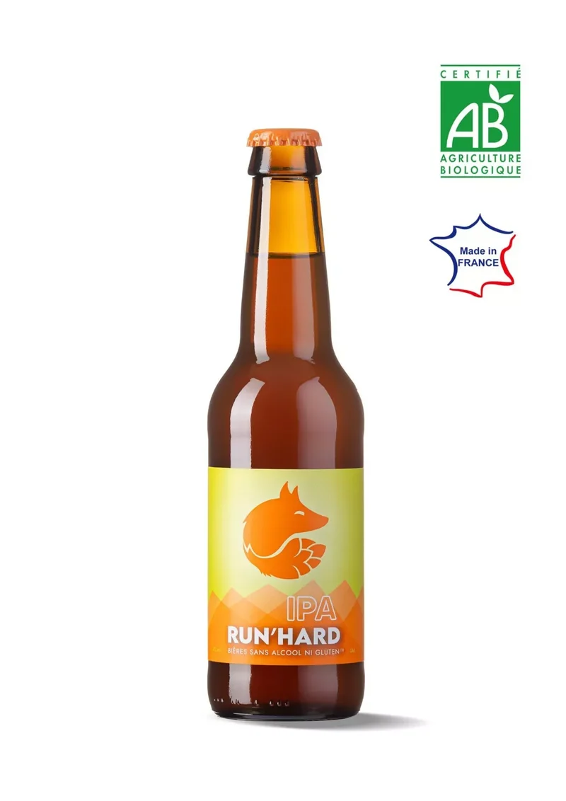 Bière IPA RUN'HARD sans alcool ni gluten 0,4% - 33 cl