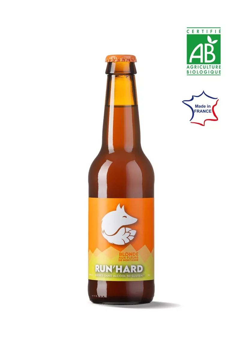Bière blonde RUN'HARD sans alcool ni gluten 0,4% - 33 cl