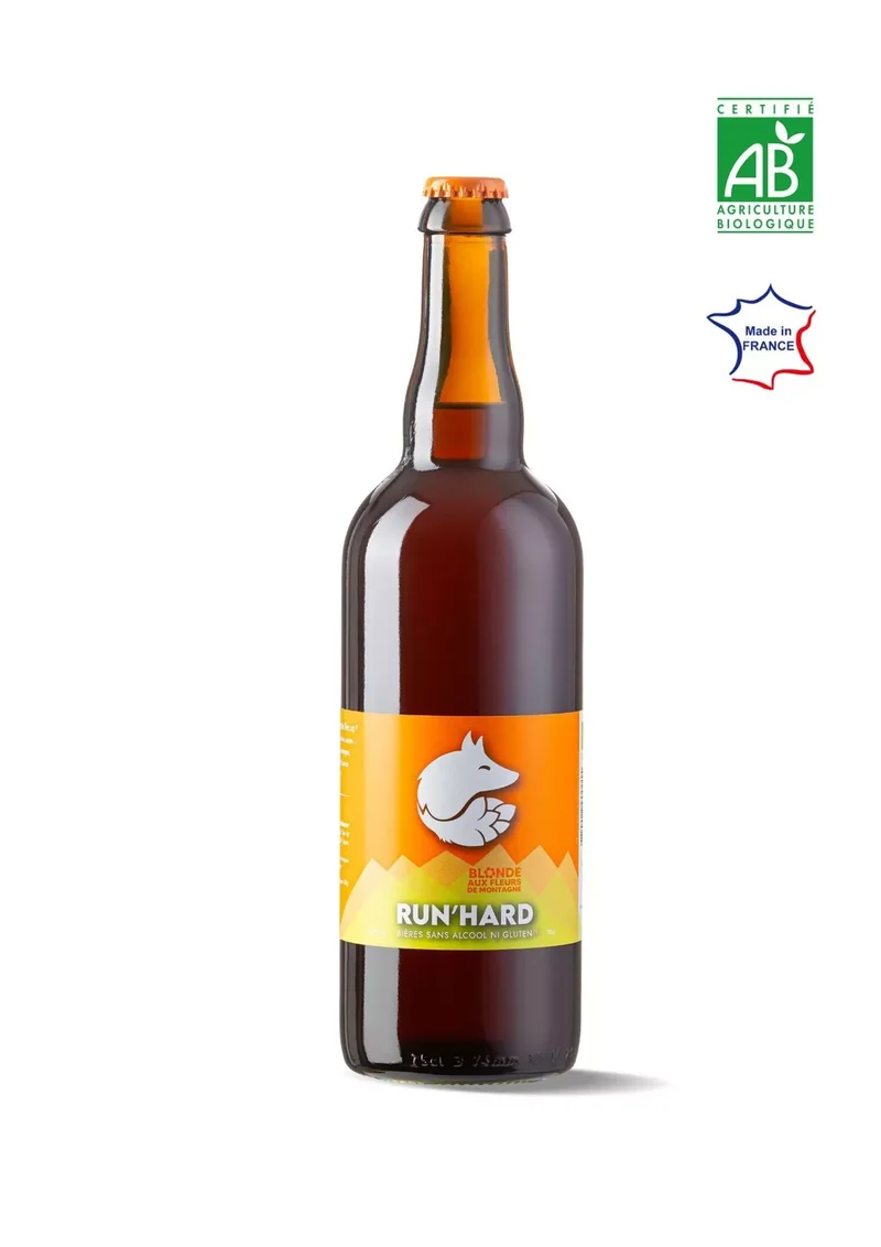Bière blonde RUN'HARD sans alcool ni gluten 0,4% - 75 cl