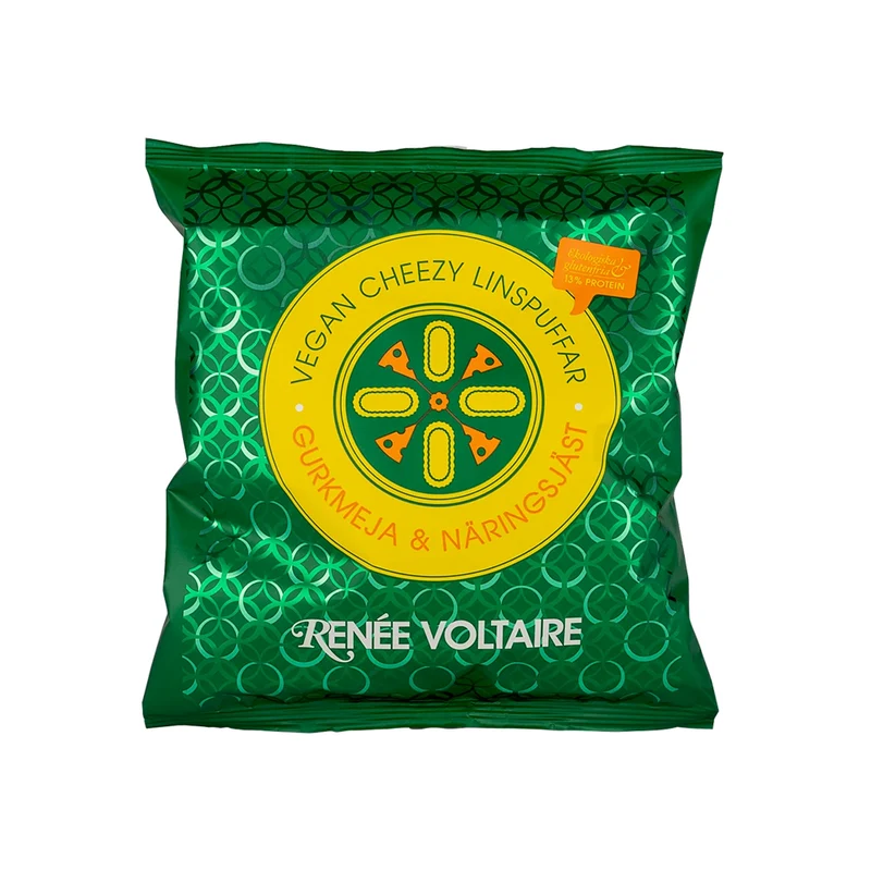 Vegan Cheezy Linspuffar – Gurkmeja & Näringsjäst, 90 g Eko