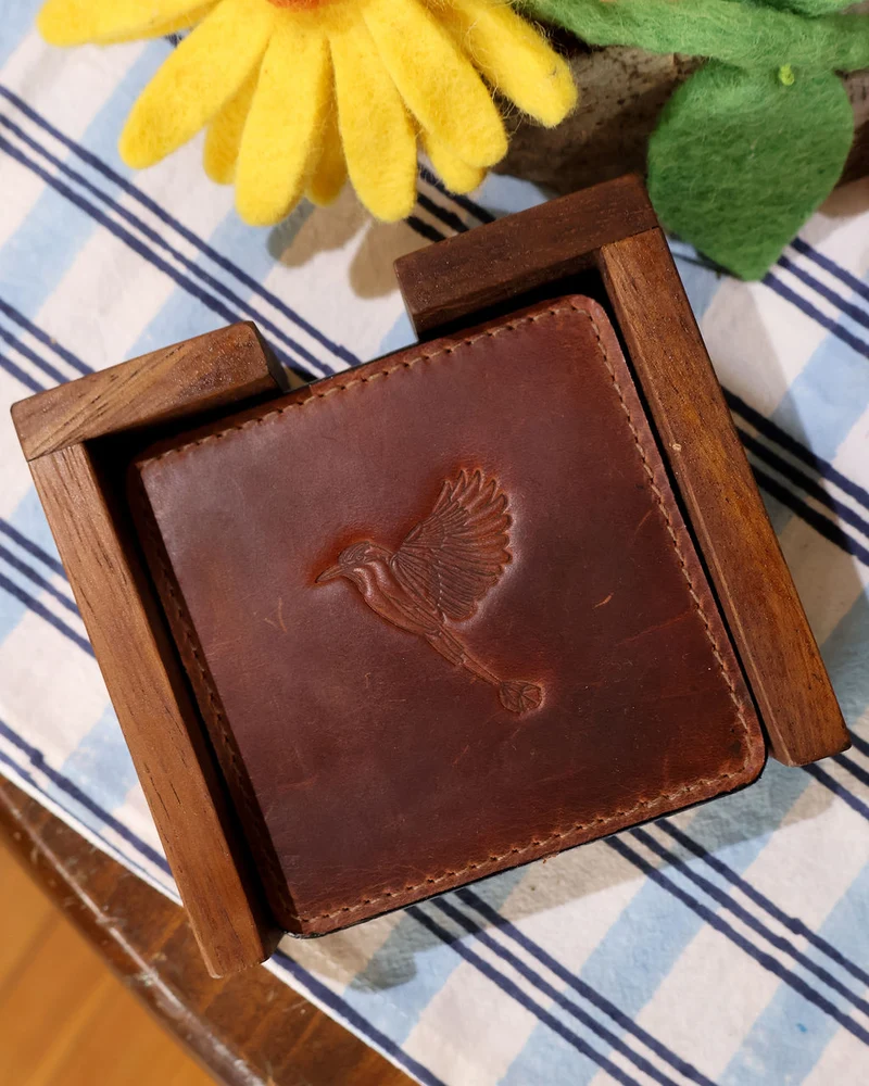 Leather Guardabarranco Coaster Set