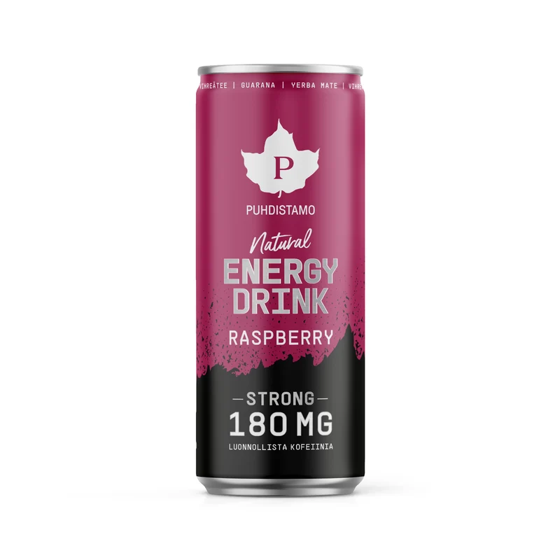Natural energidryck Strong, Raspberry 330 ml