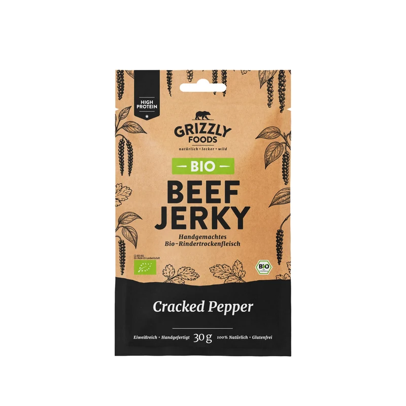 Grizzly Foods Bio Beef Jerky Cracked Pepper