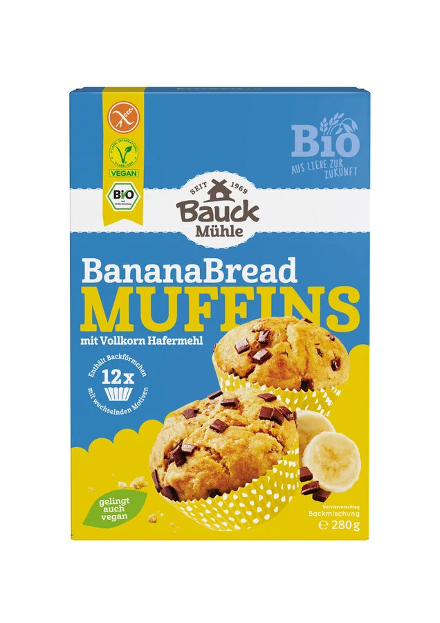 Biodynamisk Glutenfri Kageblanding Bananbrød Muffins - 280G - Bauck Mühle