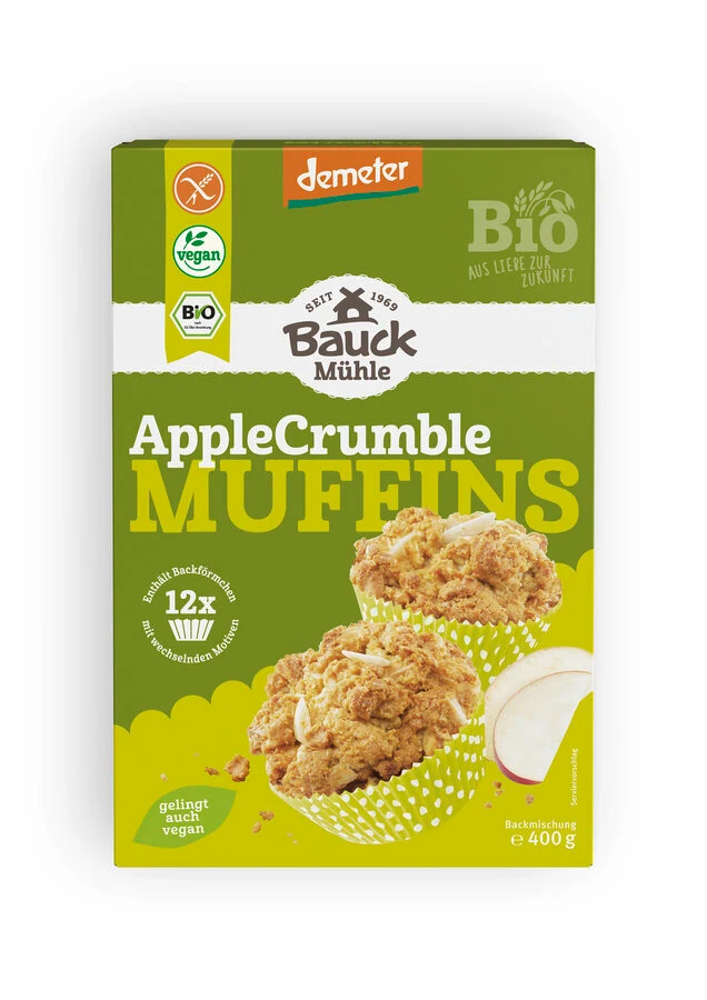 Biodynamisk Glutenfri Kageblanding Apple Crumble Muffins - 400G - Bauck Mühle