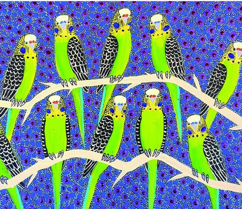 Greeting Card Single - Kathleen Buzzacot - Budgies