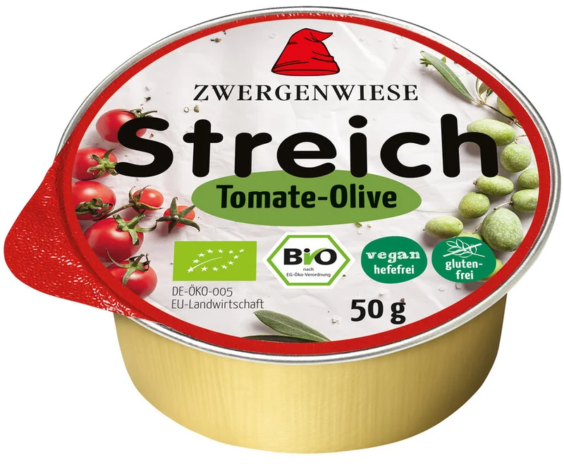 Økologisk Vegansk Smørrepålæg Mini - Tomat & Oliven - 50G - Zwergenwiese Streich