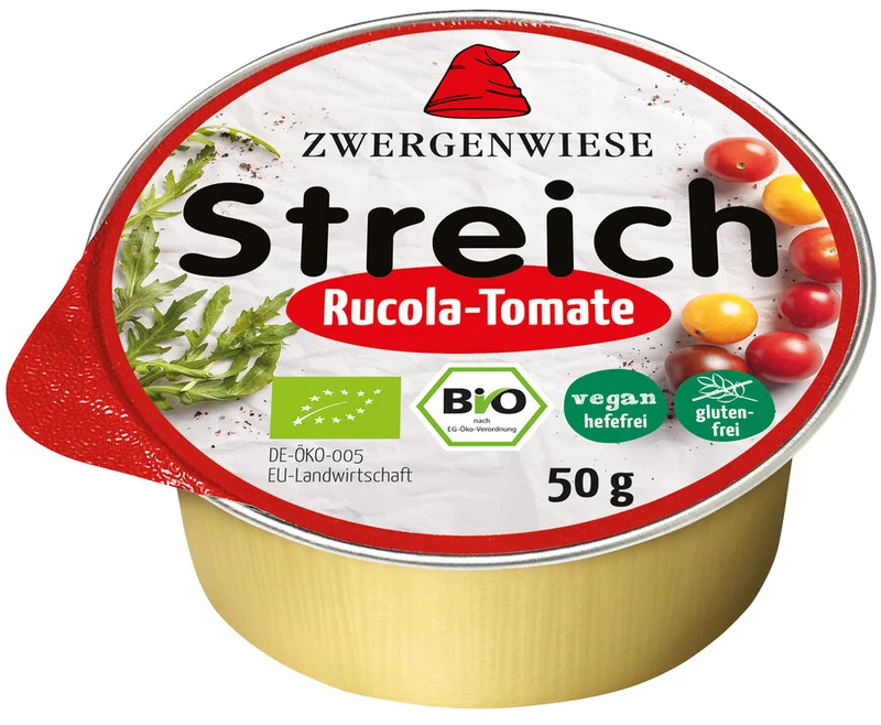 Økologisk Vegansk Smørrepålæg Mini - Rucola & Tomat - 50G - Zwergenwiese Streich