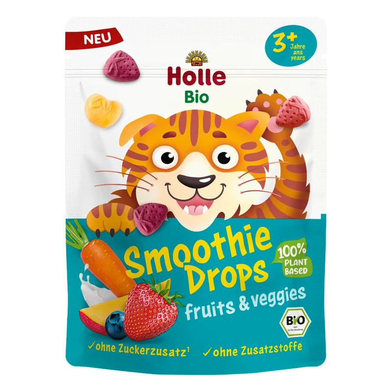 Økologiske Frysetørret Smoothie Drops Frugt & Grøntsagssnack - Fra 3 År - 15G - Holle