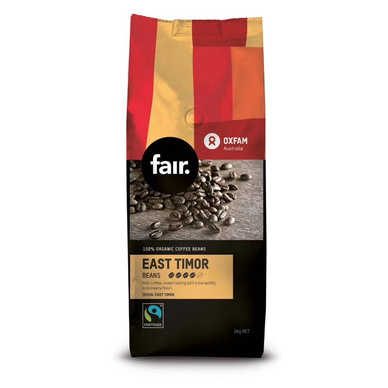 Oxfam Fair East Timor Fairtrade Organic Coffee Beans 1kg