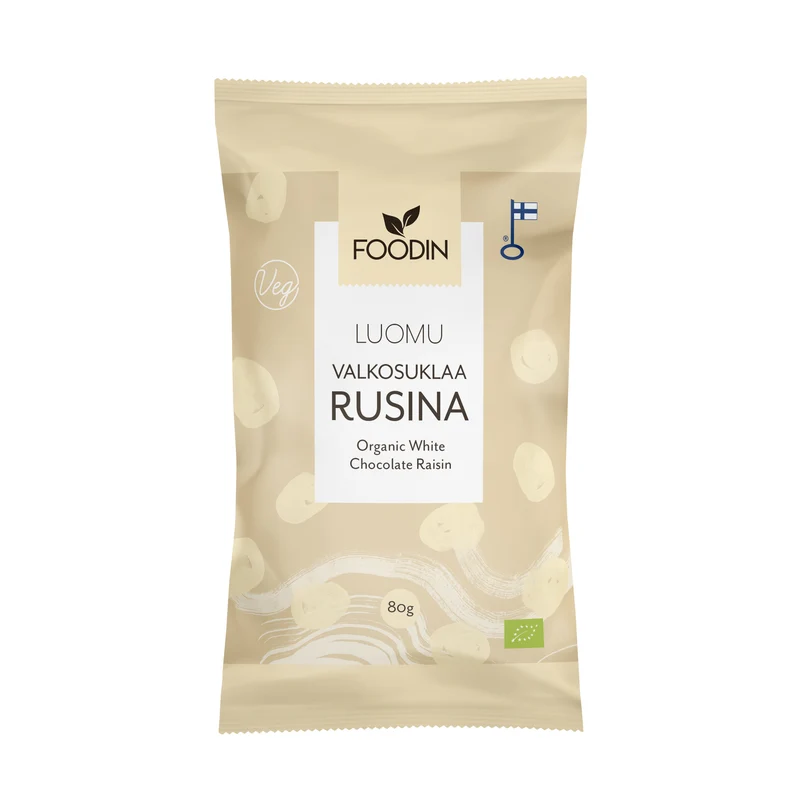 Vit chokladdoppade russin, 80 g
