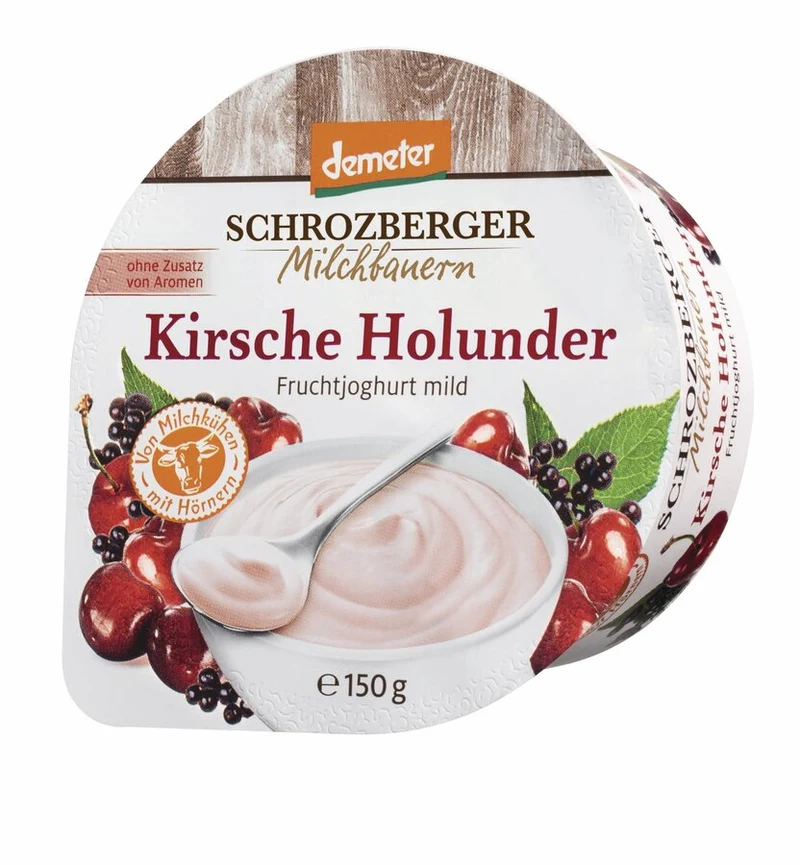 Biodynamisk Yoghurt Kirsebær & Hyldebær 3,5% - 150ML - Schrozberger