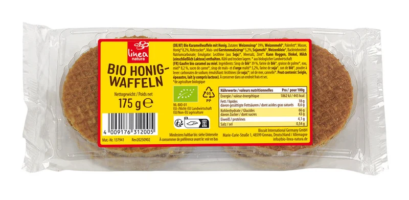 Økologiske Honning Vafler - 175G - Linea Natura