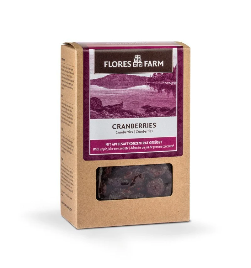 Økologiske Tørrede Tranebær med Æblesirup - 100G - Flores Farm