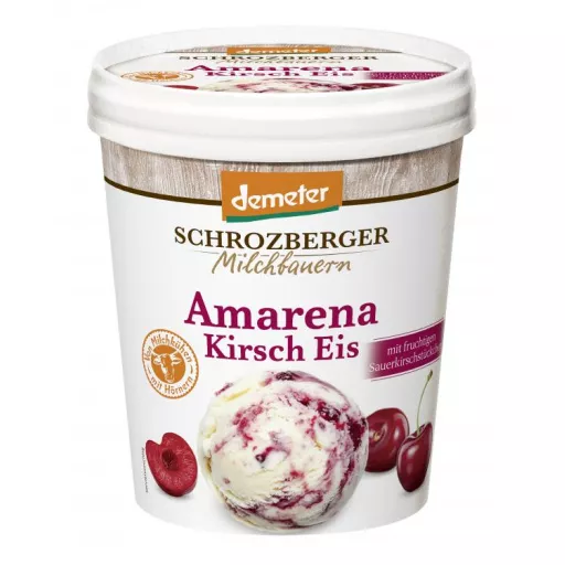 Biodynamisk Flødeis Amarena Kirsebær - 500ML - Schrozberger