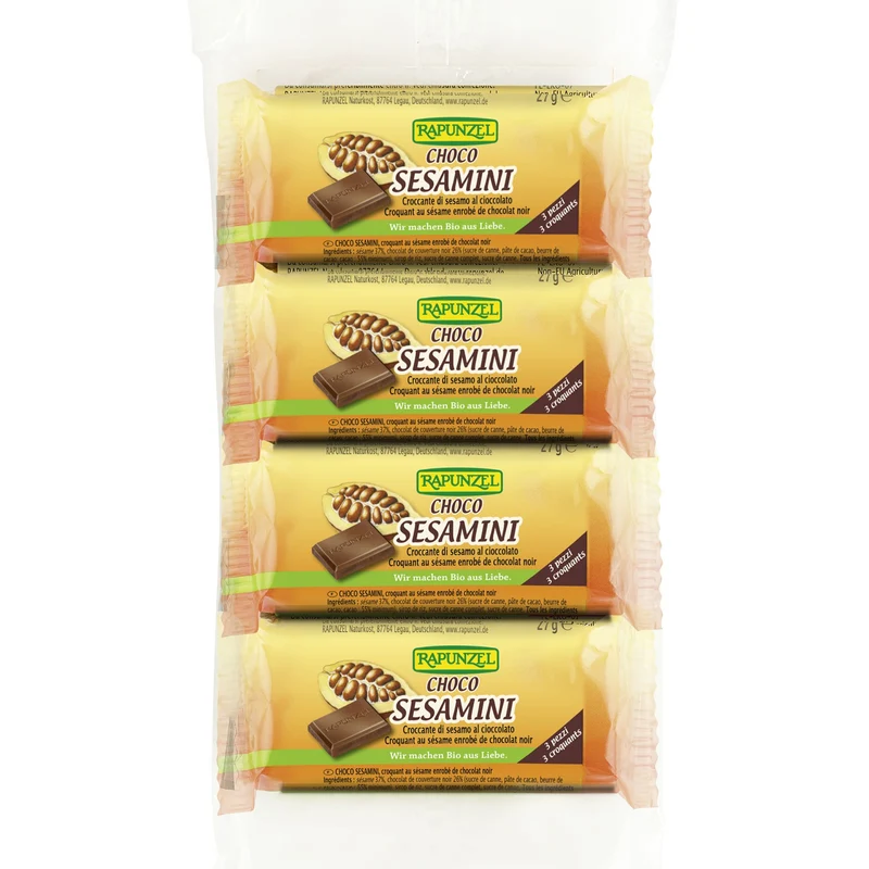 Økologiske Sesambars med Chokolade - 108G - Rapunzel