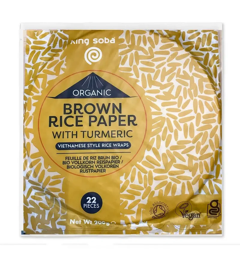 Økologisk Rispapir Brune Ris Med Gurkemeje - 200G/22Ark - King Soba