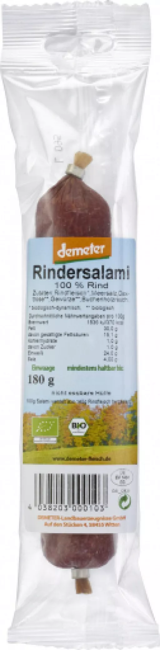 Biodynamisk Okse Spegepølse - 180G - Ökoland